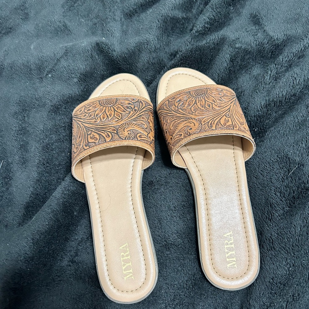 Myra Bag Women's Brown Slide Sandals